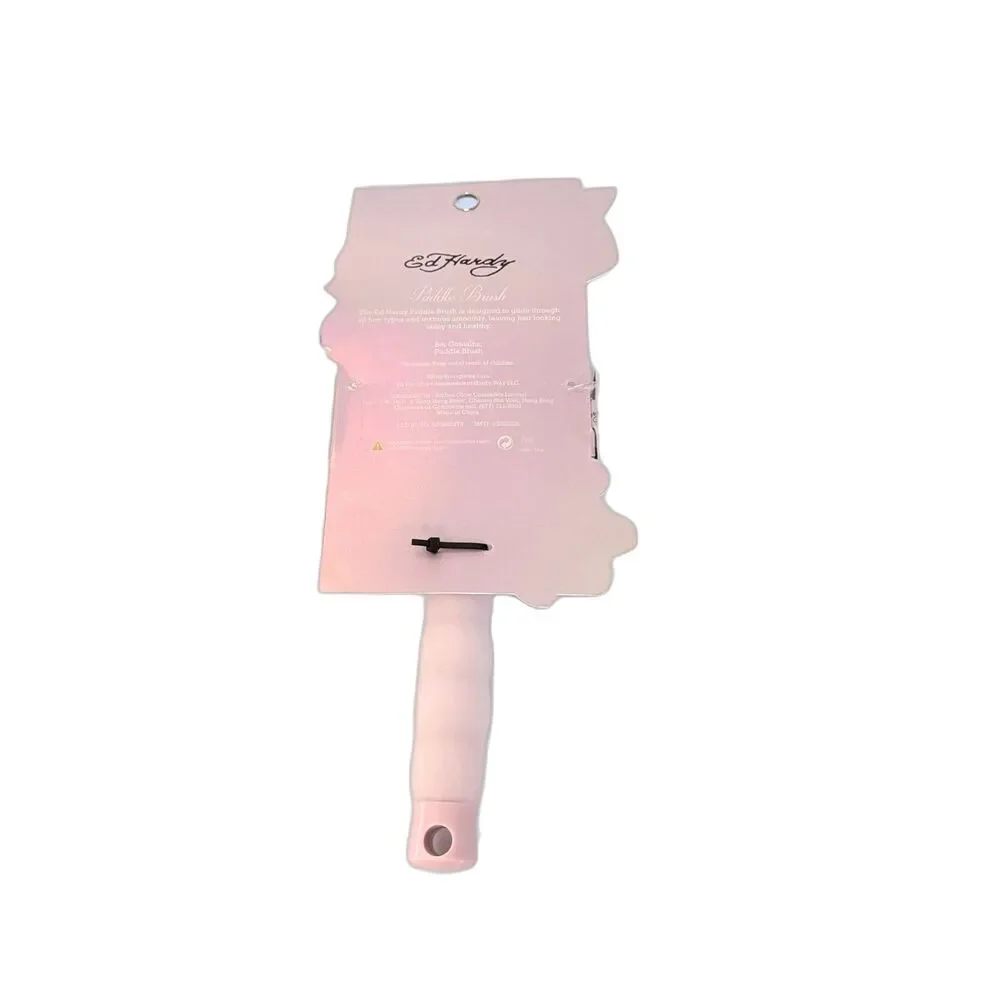Ed Hardy Pink Paddle Detangler Hair Brush Comfortable Grip Handle NEW in Box